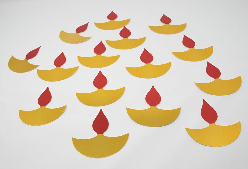 Desi Favors Small Diya Shaped Paper Cutouts | Home Traditional Festive Wedding, Mehendi, Happy Diwali, Decor | Diya Diwali Craft Backdrop Decorations | Indoor & Outdoor | 3.54x3.54 Inch (Pack of 15) - Image 3